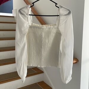 Abercrombie White Smocked Blouse Top